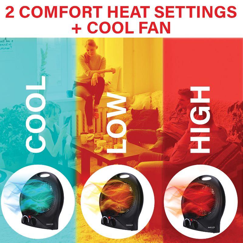 Brentwood H-F301BK 1,500-Watt-Max Portable Electric Space Heater and Fan, Black