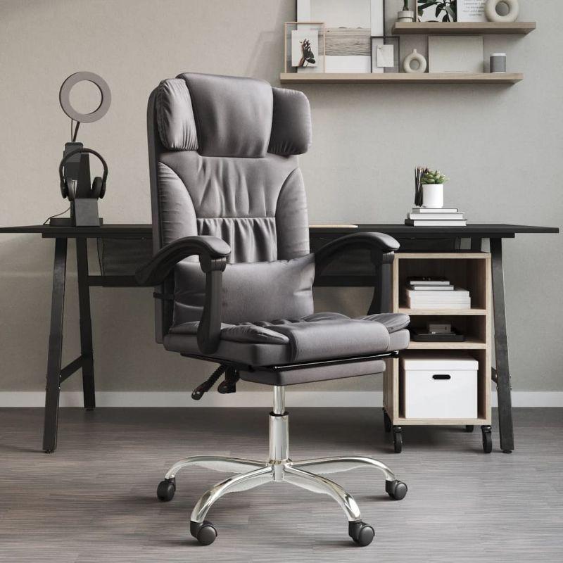 Gray Faux Leather Massage Reclining Office Chair with Tapered Legs