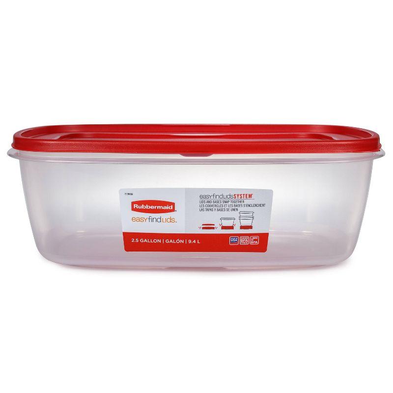 Rubbermaid Easy Find Lids 320oz (2.5 gal) Plastic Rectangle Food Storage Container Clear: Large, Microwave & Freezer Safe