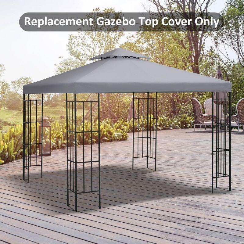 Outsunny Gazebo Replacement Canopy for Model 01 -0153, 2-Tier Top Cover for 9.84' x 9.84' Outdoor Gazebo, Gray (TOP ONLY)