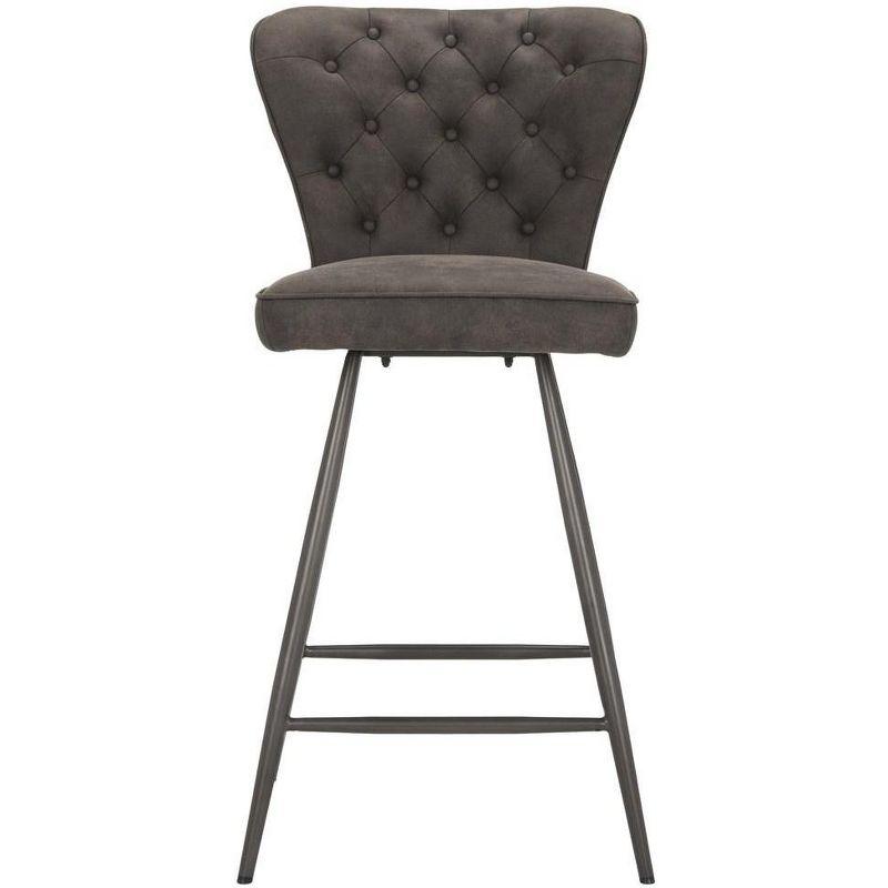 Ashby 26"H Mid-Century Modern Leather Tufted Swivel Counter Stool (Set of 2) - FOX1702 - Grey - Safavieh Couture