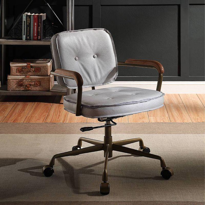 Swivel Office Chair in Vintage Top Grain Leather for Living Room