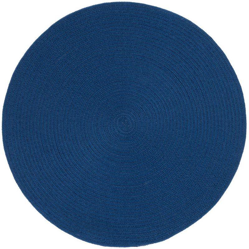 Easy-Care Coastal Charm 5' Round Blue Synthetic Braided Rug