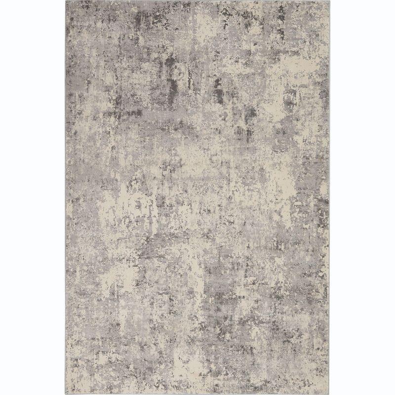 Gray and Beige Abstract Synthetic Area Rug 4' x 6'