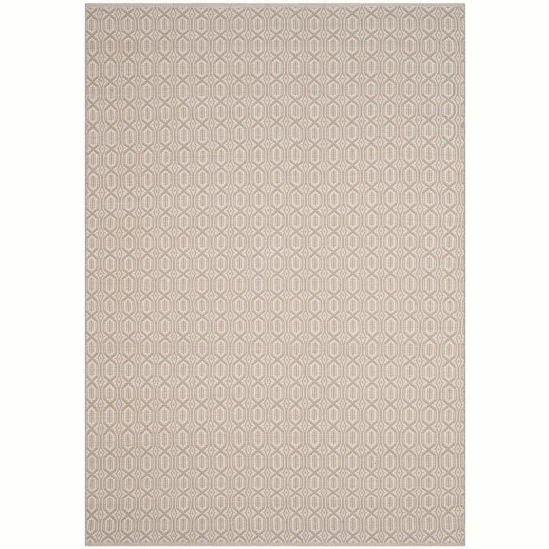 Ivory Grey Geometric Hand-Woven Cotton Area Rug 6' x 9'