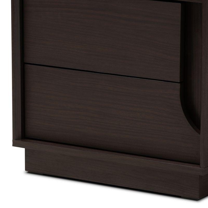 Larsine Finished 2 Drawer Nightstand Brown - Baxton Studio: Modern Design, Cut-Out Handles, Engineered Wood