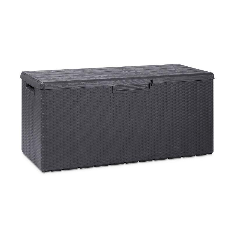 Toomax Z175E097 Portofino Weather Resistant Heavy Duty 90 Gallon Novel Resin Outdoor Deck Box, Gray (2 Pack)