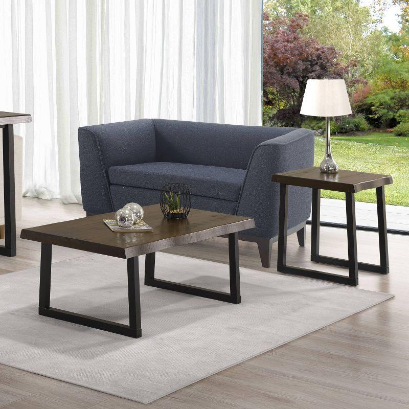 Jennings Live Edge Cocktail Table Cherry/Black - Steve Silver Co.: Pine Veneer, Metal Glides, CSA Certified