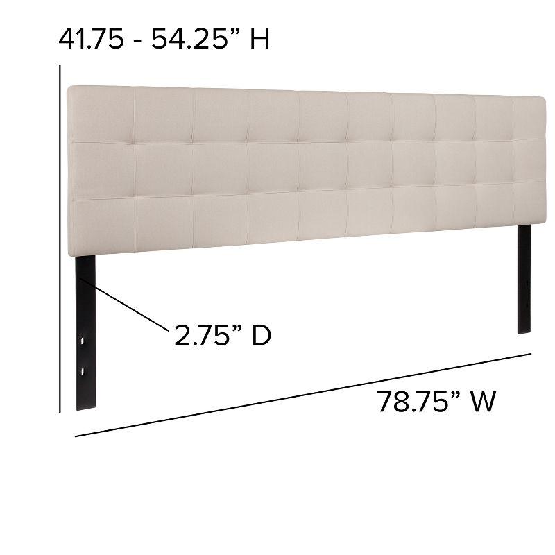 Flash Furniture Bedford Tufted Upholstered King Size Headboard in Beige Fabric