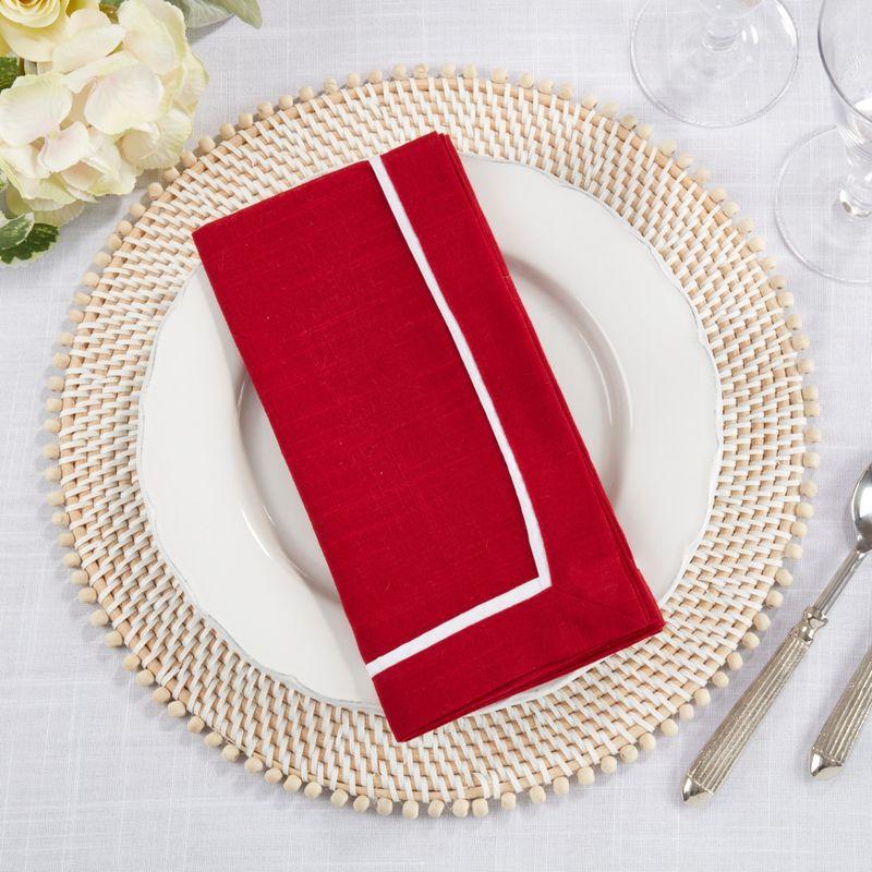 Red and White Classic Border Cloth Napkins, Set of 4