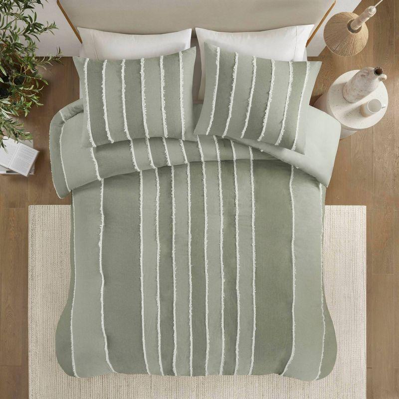 INK+IVY Shay 3 Piece Striped Cotton Duvet Cover Set