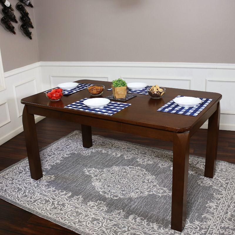 Sunnydaze Indoor 5-Foot Solid Rubberwood Rectangular Dining Table - Dark Walnut