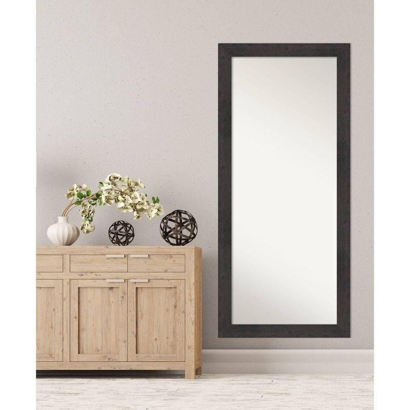 Amanti Art 29" x 65" Rustic Plank Espresso Framed Full Length Floor/Leaner Mirror: Polystyrene Frame, No Assembly Required