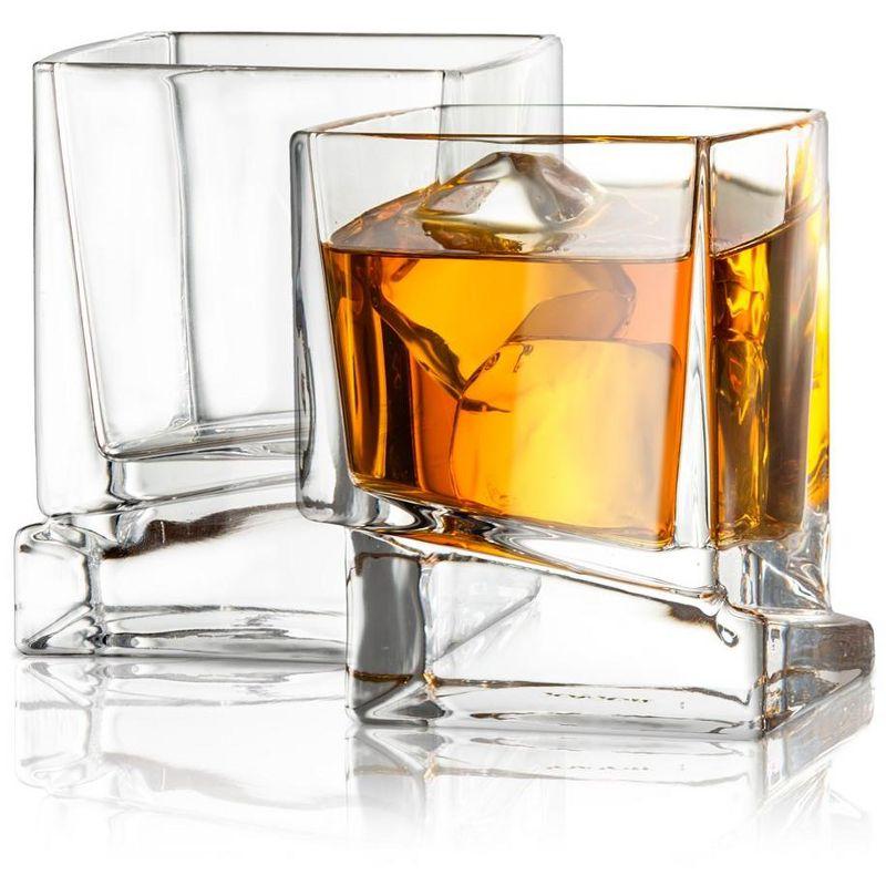 JoyJolt Carre 10oz Clear Square Whiskey Glass Set