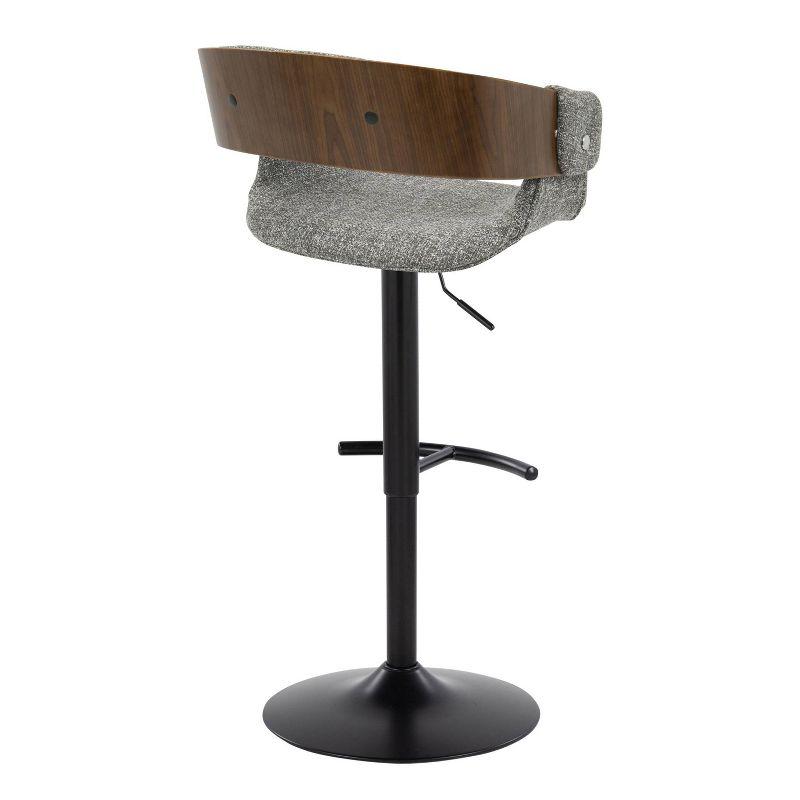 Set of 2 Elisa Adjustable Barstools Walnut/Gray - LumiSource: Mid-Century, Swivel, Footrest, 250lb Capacity