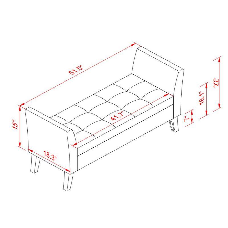 51.5'' Upholstered Storage Ottoman Bench With Arms Tufted Bed Bench Entryway Bench With Storage Velvet End Of Bed Bench