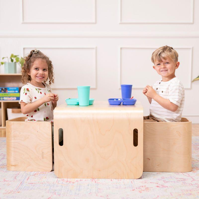 ECR4Kids Bentwood Multipurpose Table and Chair Set, Natural, 3-Piece