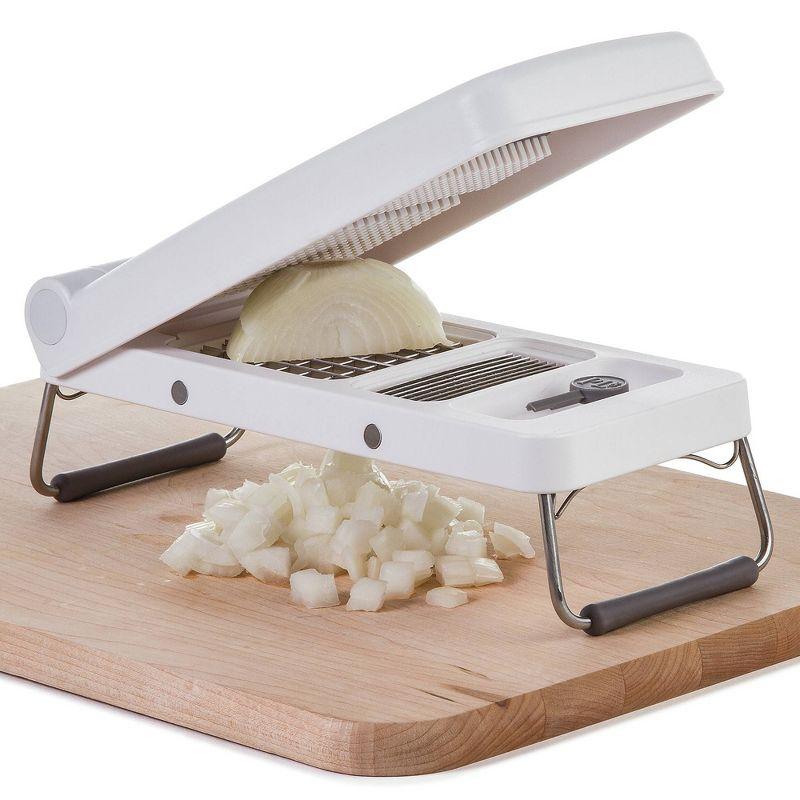 PL8 Professional Chopper White: Stainless Steel Manual Food Chopper, 3 Blades, Dishwasher-Safe, Progressive Veggie Tool