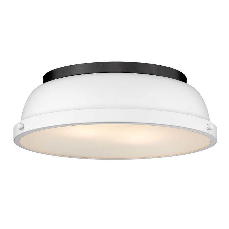 Golden Lighting Duncan 2-Light Flush Mount in Matte Black with Matte White