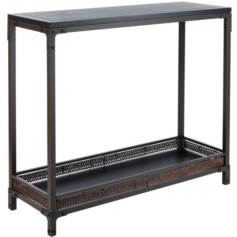 Dinesh Console Table With Storage Shelf - Black/Dark Walnut - Safavieh