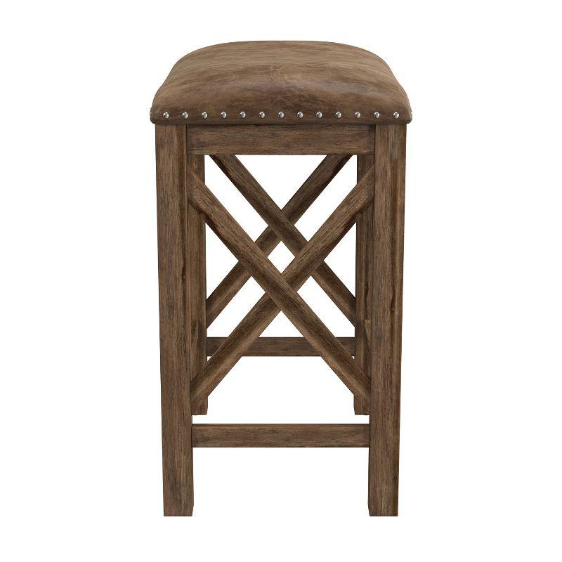 Set of 2 Willow Bend Counter Height Barstool Walnut/Brown- Hillsdale Furniture: Upholstered, Rustic Finish, Wood Frame