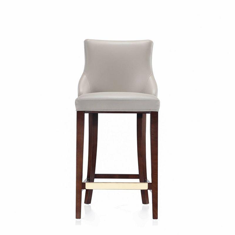 Light Grey Leatherette Upholstered Barstool with Beech Wood Legs