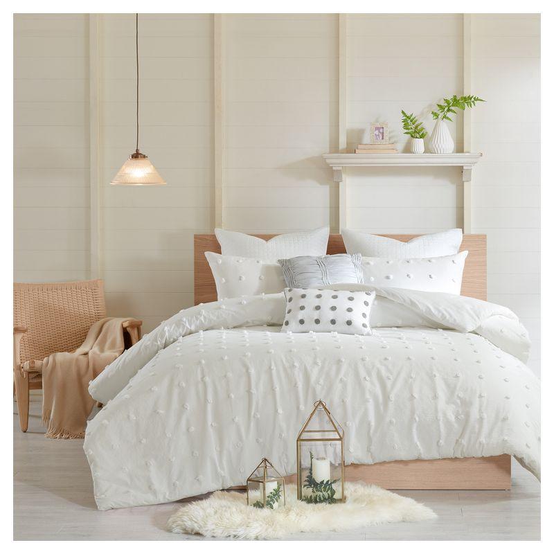 Intelligent Design Brooklyn Cotton Jacquard Comforter Set with Euro Shams and Throw Pillows