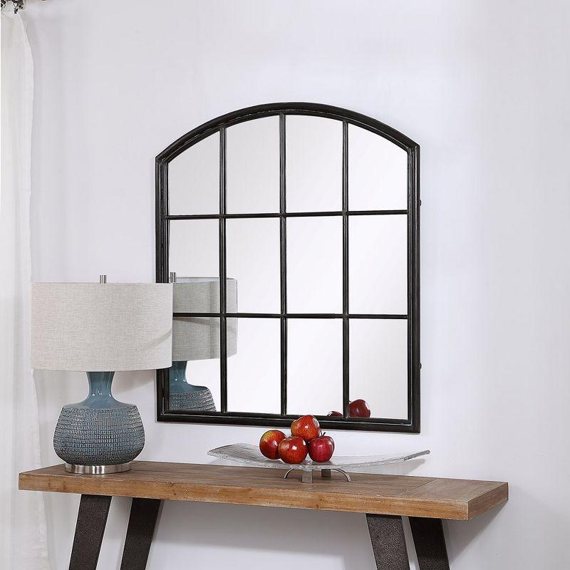 Aged Black Arch Wood Wall Mirror