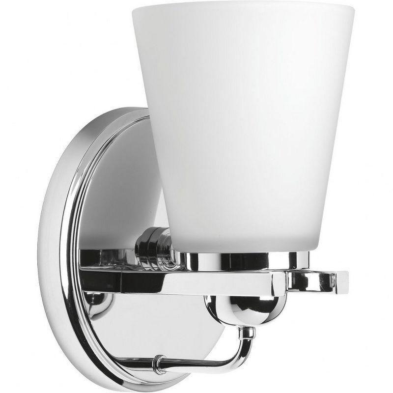 Polished Chrome 1-Light Wall Sconce with Etched Glass Shade