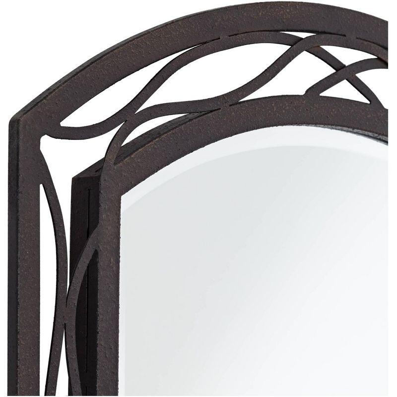 Franklin Iron Works Rectangular Vanity Wall Mirror Vintage Rustic Beveled Bronze Weave Metal Frame 24" Wide for Bathroom Living Room Home Office House