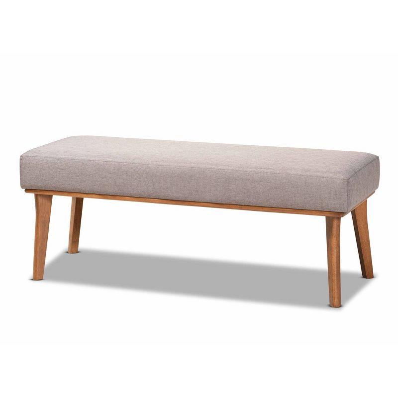 Odessa 47'' Walnut Brown Mid-Century Modern Upholstered Dining Bench