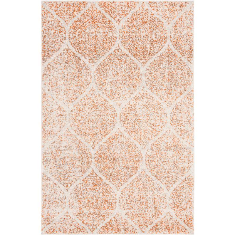 Chic Metro-Mod Cream/Orange Hand-Knotted 4' x 6' Area Rug