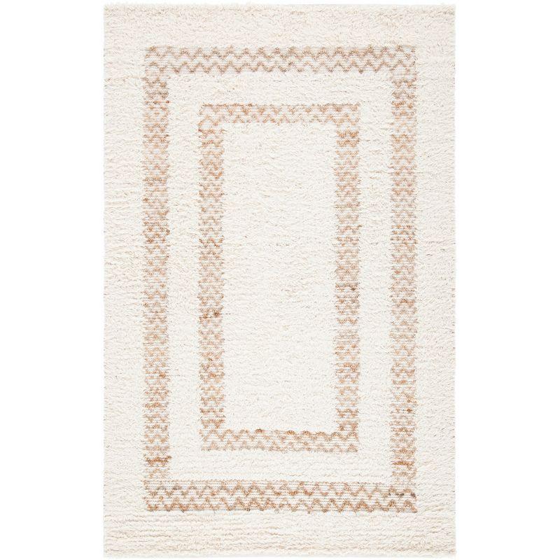 Ivory and Natural Hand-Tufted Wool Area Rug, 3' x 5'