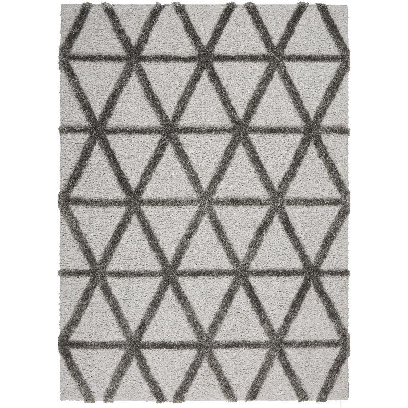 Modern Loft Gray High-Low Shag Area Rug, 5'3" x 7'3"