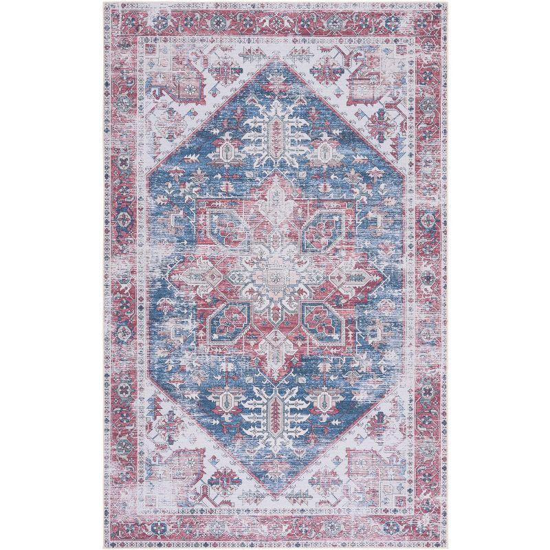 Tucson Vintage Persian TSN102 Power Loomed Machine Washable Skid-Resistant Indoor Area Rug - Navy/Red - 8'x10' - Safavieh