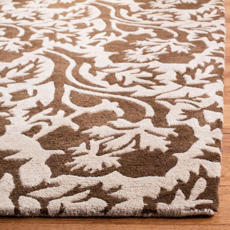 Ivory and Brown Tufted Square Wool Area Rug