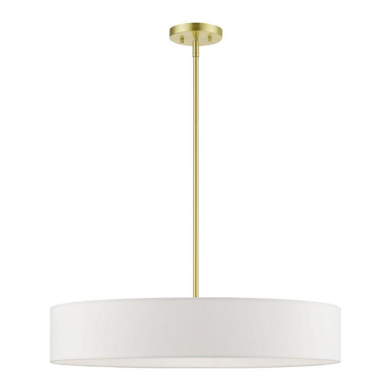 Livex Lighting Venlo 5 - Light Pendant in  Satin Brass/Shiny White