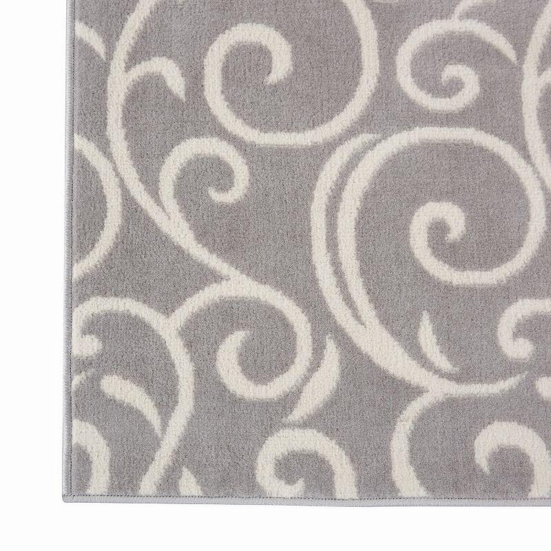 Nourison Grafix 3'9" x 5'9" (4' x 6') Grey Area Rug Bohemian Contemporary Botanical by Nourison