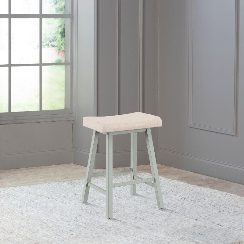 Moreno Blue Gray 24" Wood Backless Saddle Counter Stool