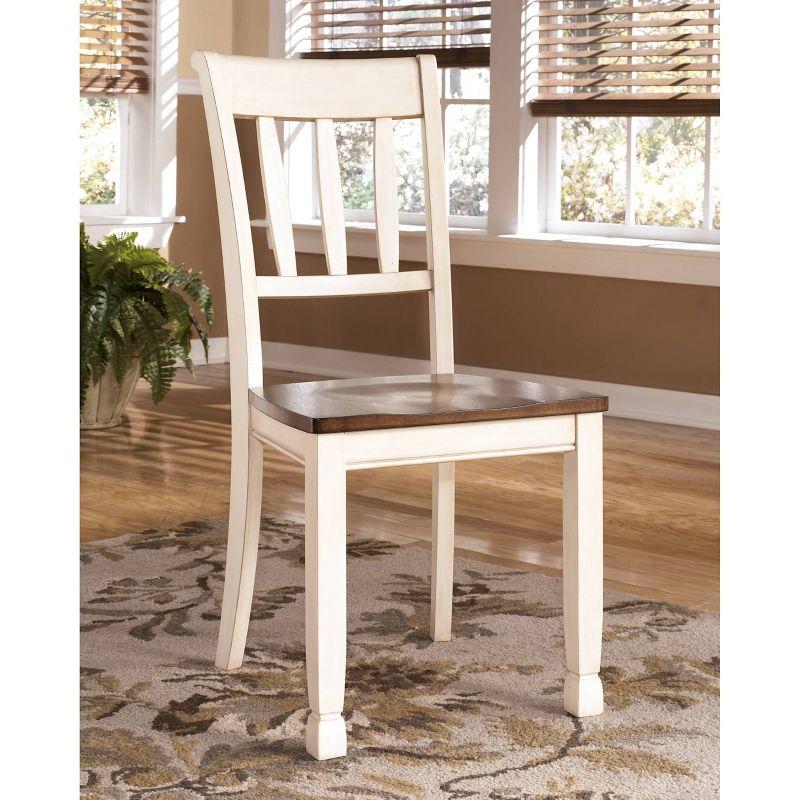 2pc Whitesburg Dining Room Side Chair Cottage White - Signature Design by Ashley: Hardwood Frame, Slat Back Design