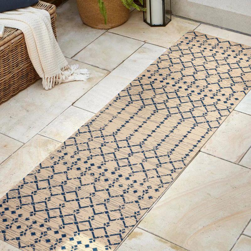 Ourika Moroccan Geometric Textured Weave Indoor/Outdoor Area Rug - JONATHAN Y