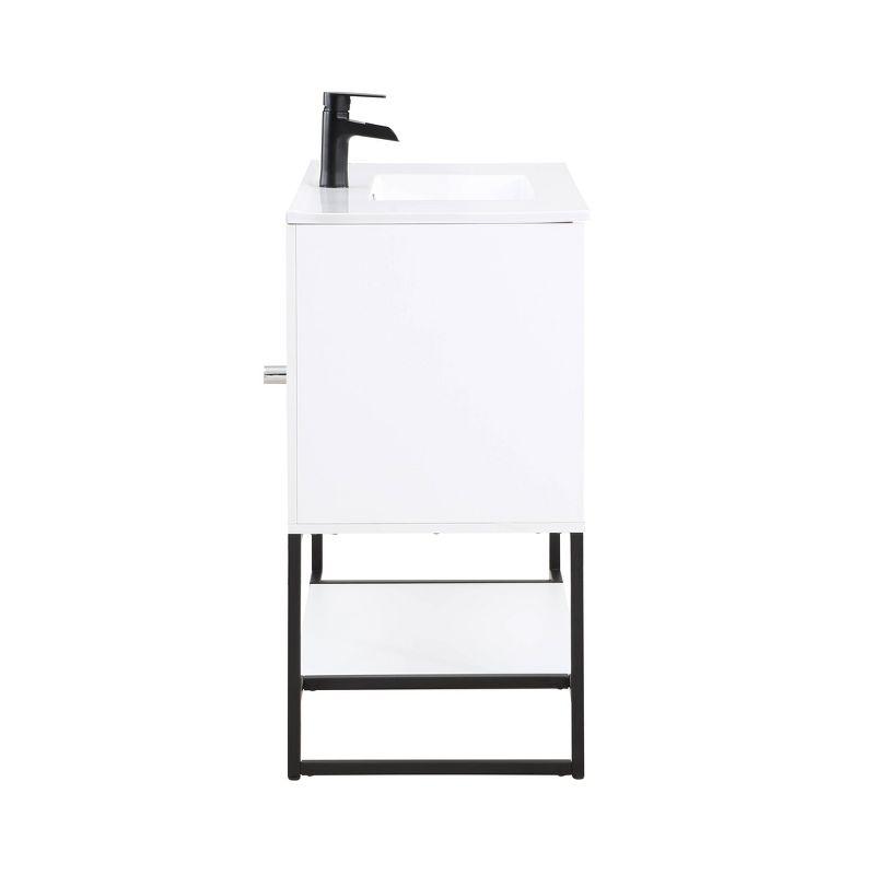 36" Scarsdale Bathroom Vanity Sink White - Manhattan Comfort: Ceramic Surface, Wood Frame, Single Basin
