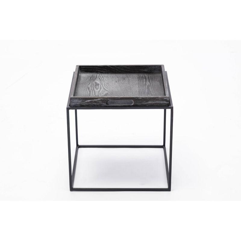 Highlands 17" Dark Gray Removable Oak Wood Tray Side Table