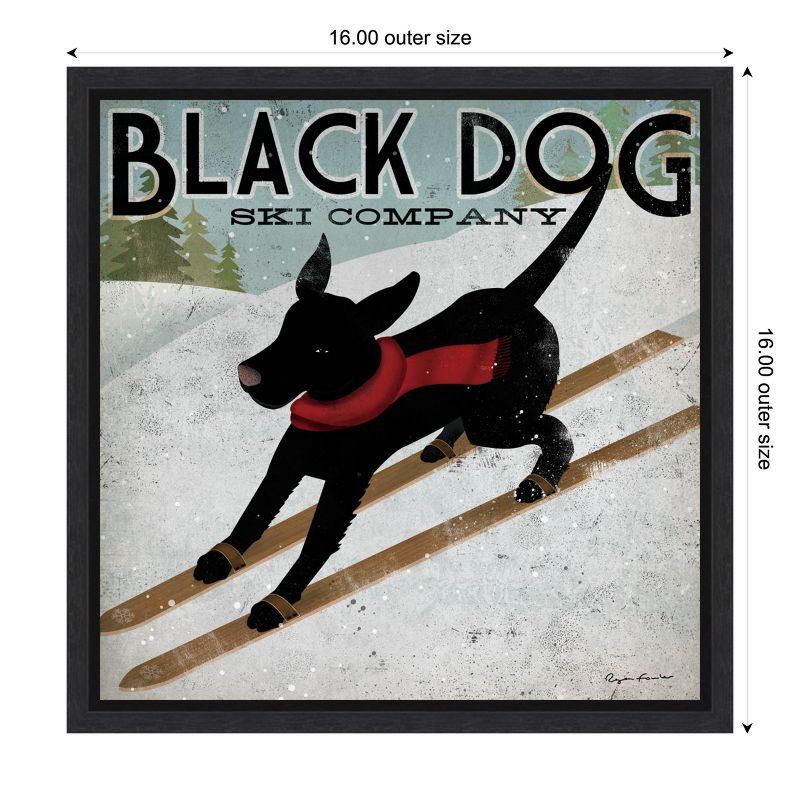 Amanti Art Black Dog Ski Co (square) by Ryan Fowler Canvas Wall Art Print Framed 16-in. x 16-in. in Sylvie Black