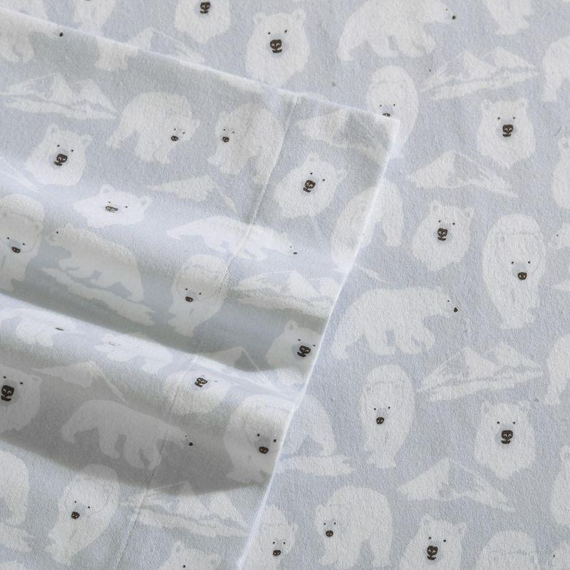 Eddie Bauer Explorer Bears Grey 100% Cotton Flannel Full Sheet Set