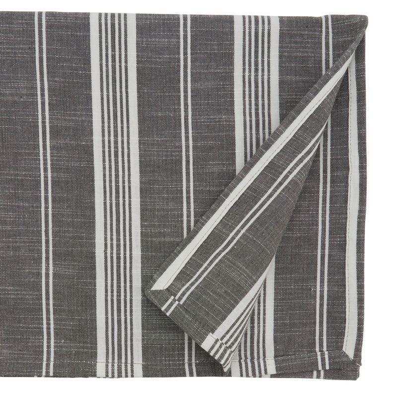 Rustic Taupe and Greige Cotton Striped Table Runner