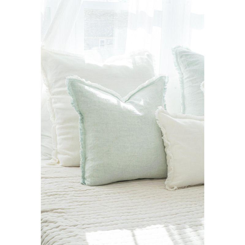 Light Aqua Fringe Soft Linen Pillow