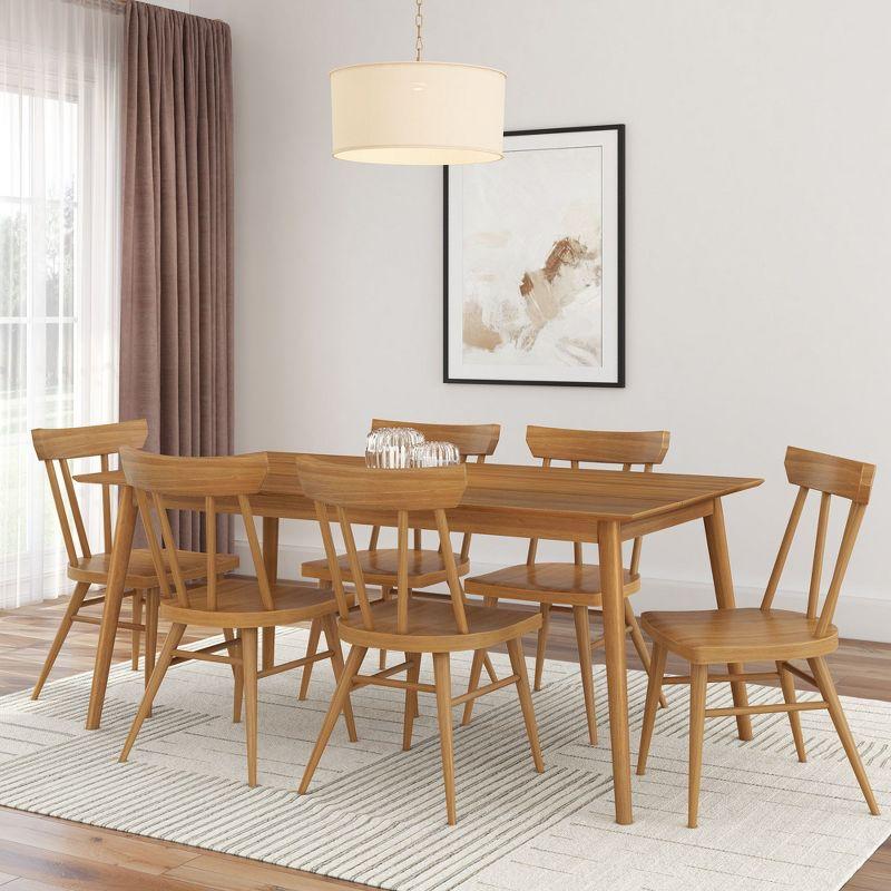 Plank+Beam 72" Mid Century Modern Dining Table, Solid Wood Kitchen & Dining Room Table for 6, Pecan