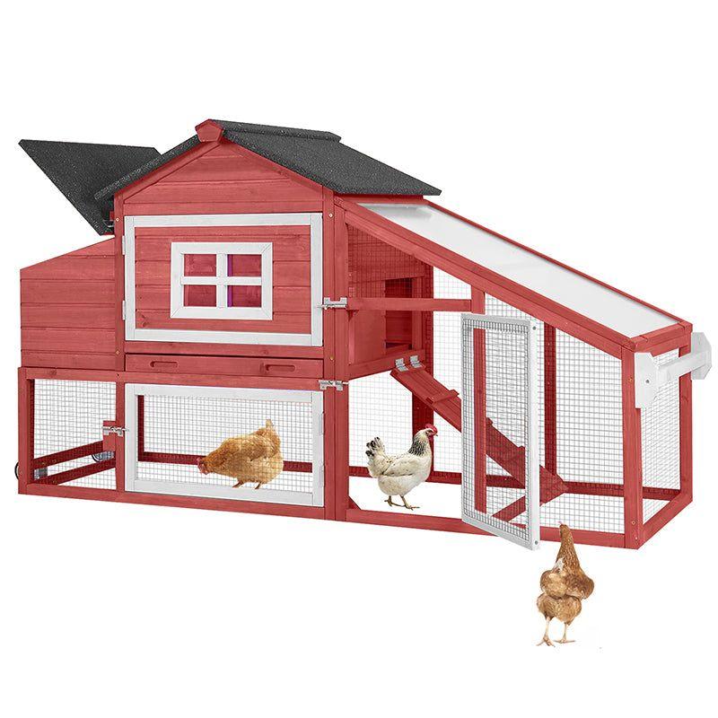 Aivituvin-AIR23-R Wooden Chicken Coop Red 67.3"(L)x26"(W)x39.4"(H)