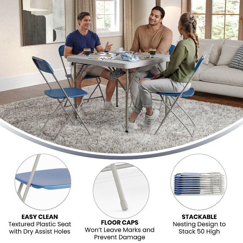 Flash Furniture Hercules Series Plastic Folding Chair Blue - 10 Pack 650LB Weight Capacity Comfortable Event Chair-Lightweight Folding Chair